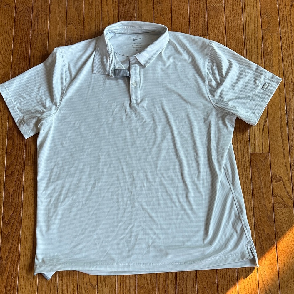 Nike Men's White with Gray stripes Polo Shirt